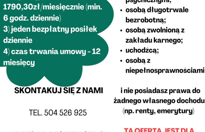 oferta pracy, prace porządkowo ogrodnicze, swiadczenie integracyjne 1790zl kontakt 504526925