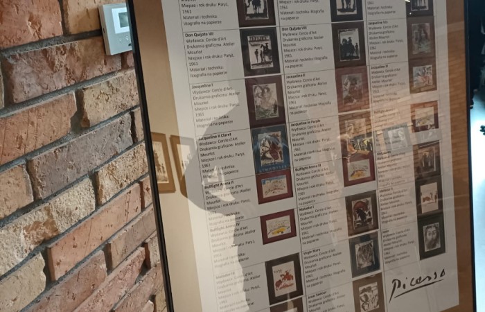 na sztaludze stoi wykaz obrazów oraz ich opis